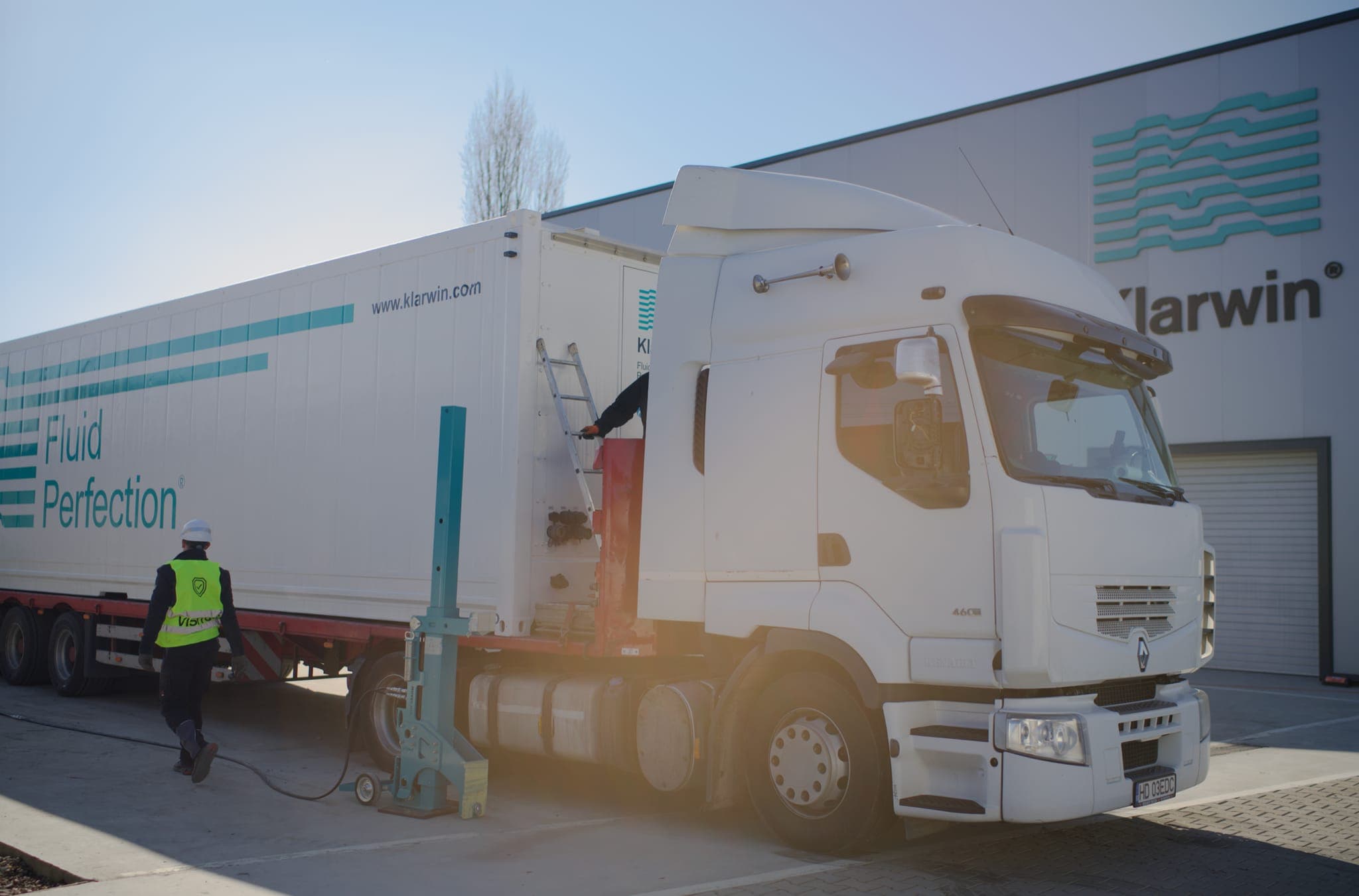 Klarwin Fluid Perfection truck at warehouse facility