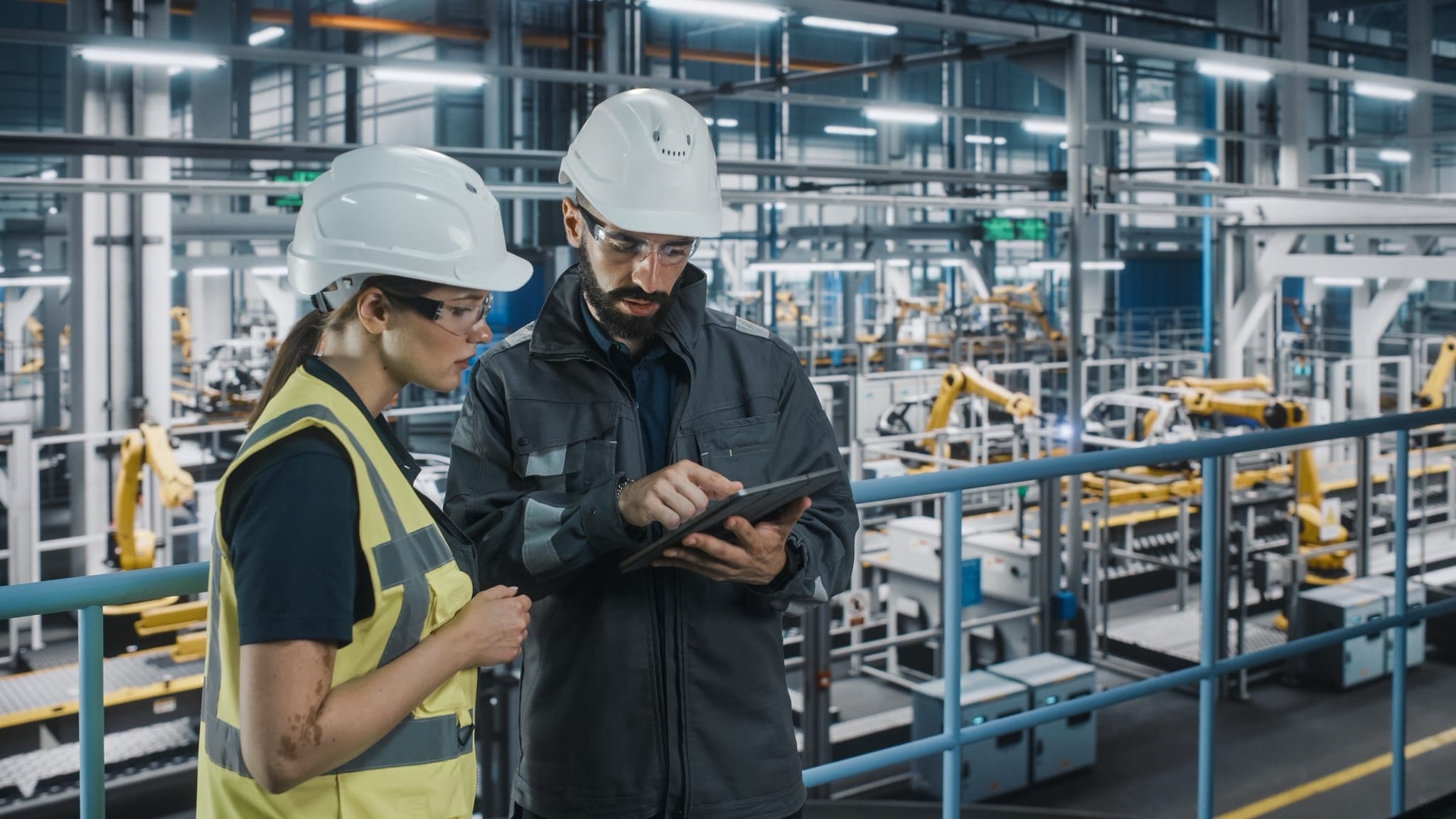 Automotive industrial production line with precision fluid management systems